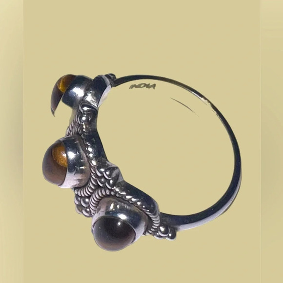 Doug Paulus DP India Sterling Silver Triple Oval Tigers Eye Ring - Size 9. - Picture 4 of 7